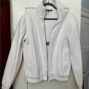 Gucci White Zip Up Sweater with Textured Knit